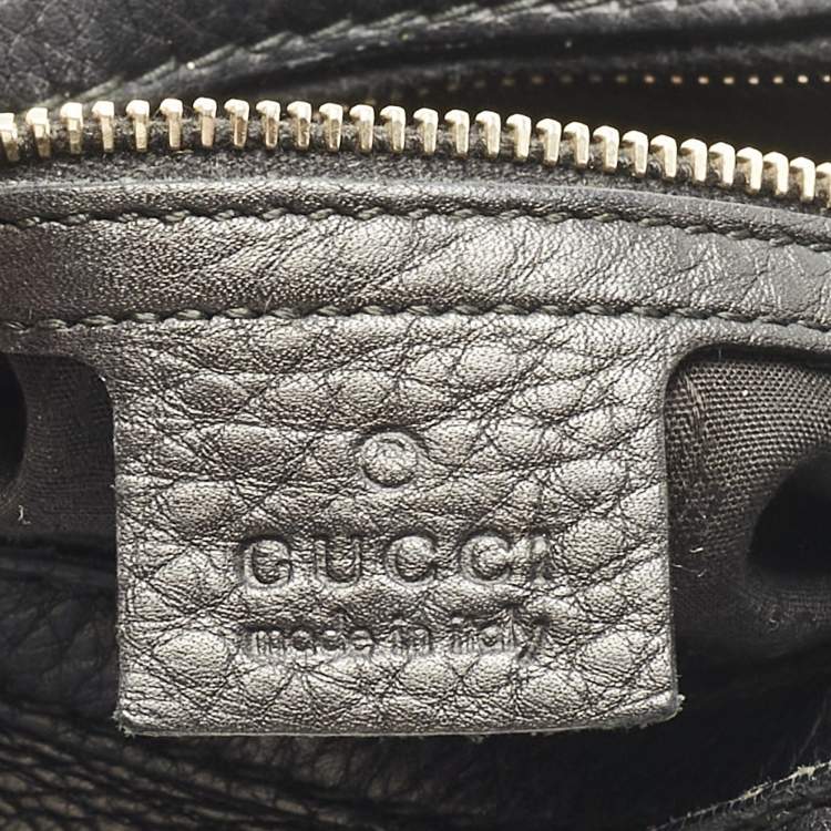 Pre Owned Gucci Black Leather Small Web Horsebit Heritage Hobo