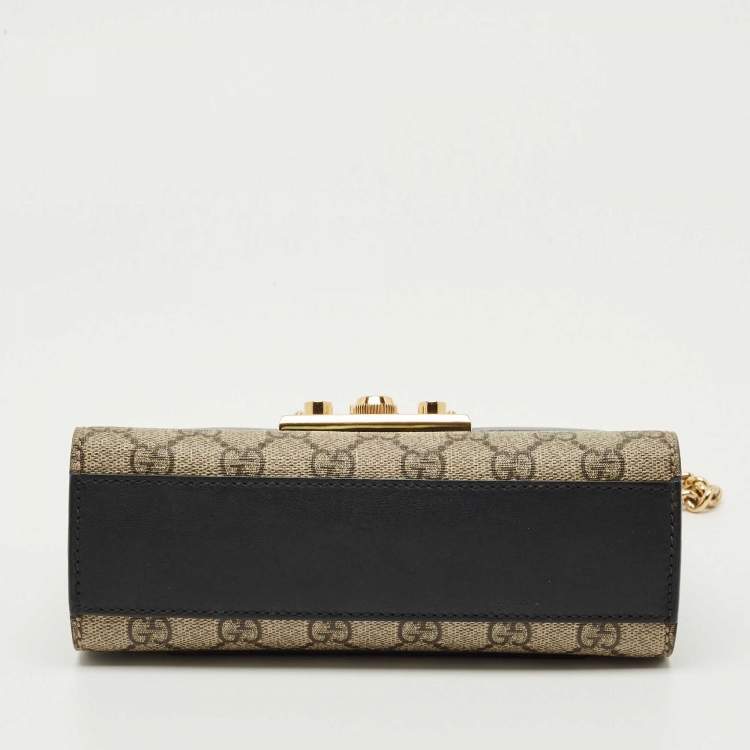 Pre Owned Gucci Tricolor GG Supreme Canvas and Leather Small Padlock Shoulder Bag