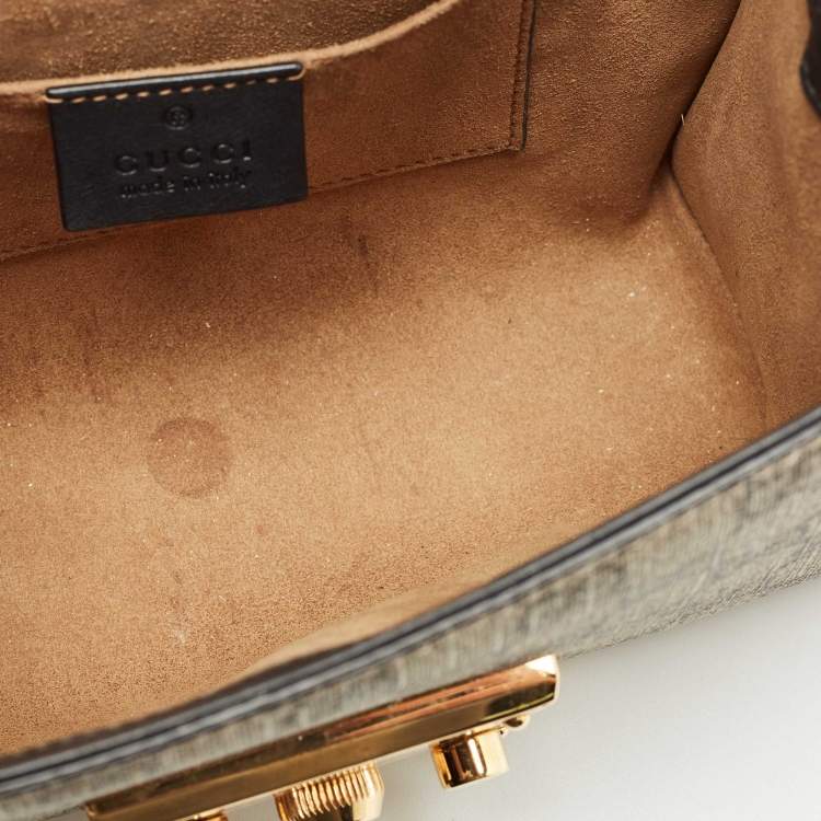 Pre Owned Gucci Tricolor GG Supreme Canvas and Leather Small Padlock Shoulder Bag