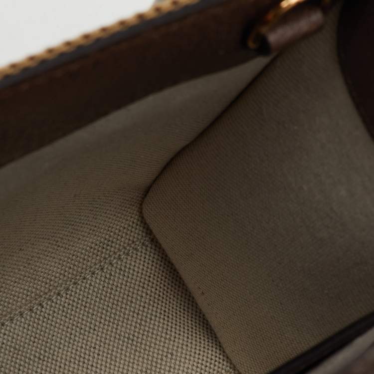 Pre Owned Gucci Beige/Brown Jumbo GG Canvas and Leather Mini Vertical Tote