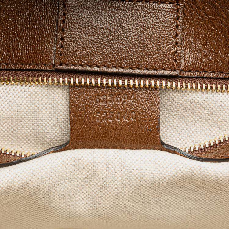 Pre Owned Gucci Beige Brown Medium GG Canvas Horsebit 1955 Tote