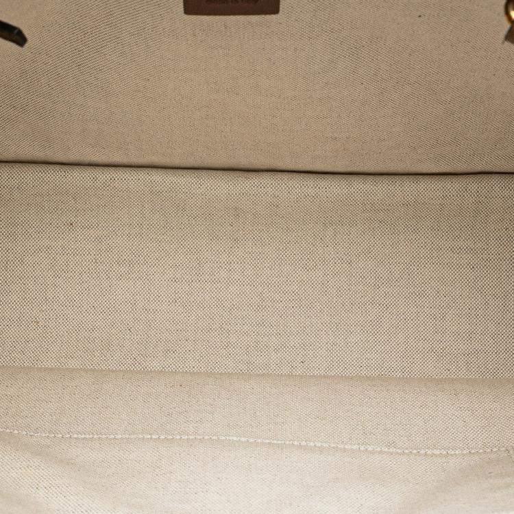 Pre Owned Gucci Beige Brown Medium GG Canvas Horsebit 1955 Tote