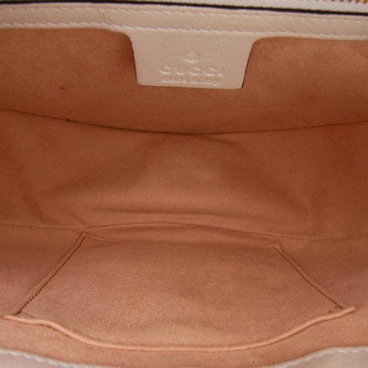 Pre Owned Gucci Beige Brown GG Supreme Saddle Padlock Crossbody