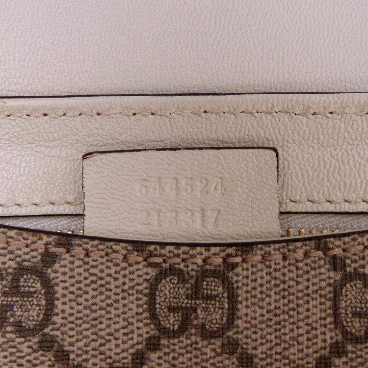 Pre Owned Gucci Beige Brown GG Supreme Saddle Padlock Crossbody