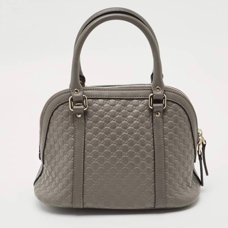 Pre Owned Gucci Grey Microguccissima Leather Mini Nice Dome Bag