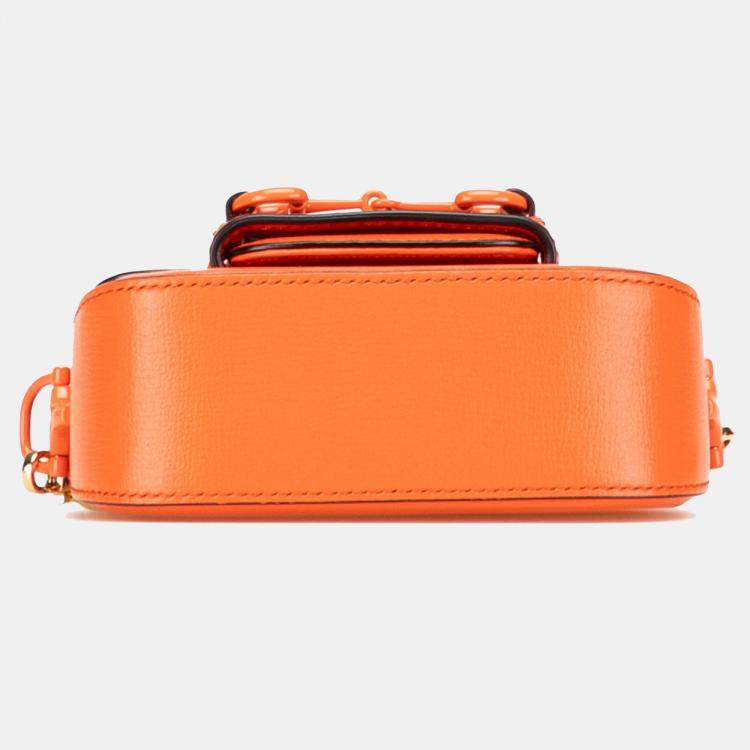 Pre Owned Gucci Orange Mini Leather Horsebit 1955 Web Satchel