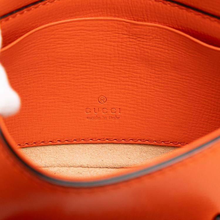 Pre Owned Gucci Orange Mini Leather Horsebit 1955 Web Satchel
