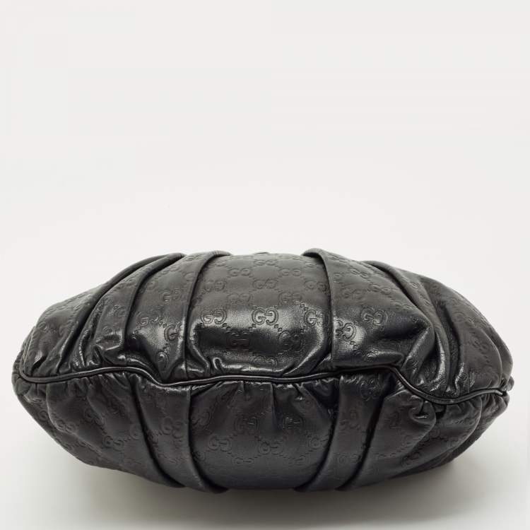Pre Owned Gucci Black Guccissima Leather Small Hysteria Hobo