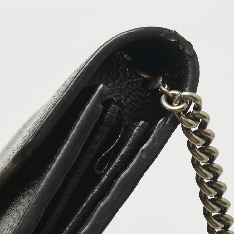 Pre Owned Gucci Black Leather Dionysus Wallet on Chain