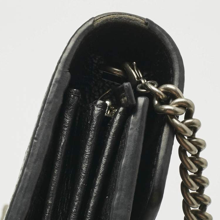 Pre Owned Gucci Black Leather Dionysus Wallet on Chain