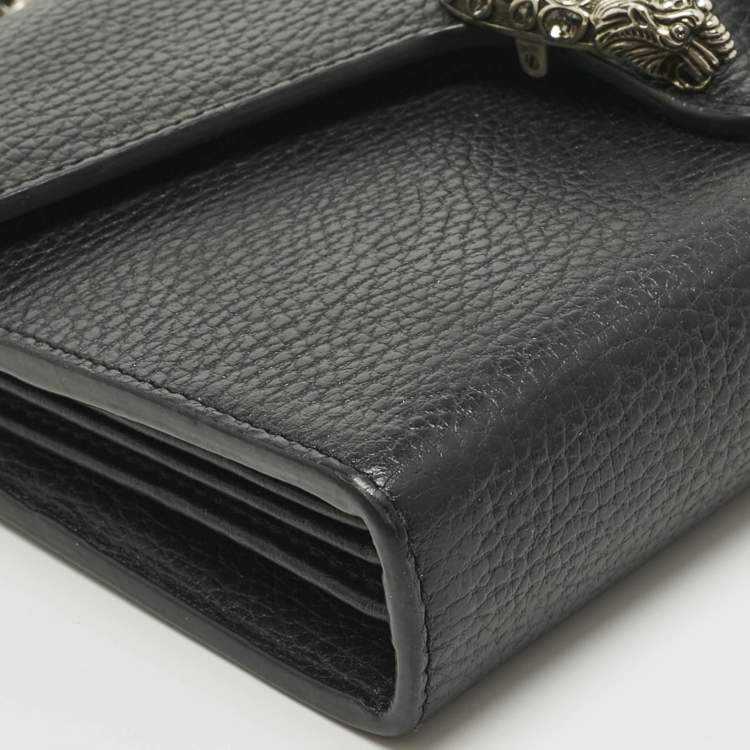 Pre Owned Gucci Black Leather Dionysus Wallet on Chain