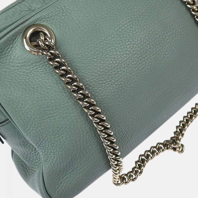 Pre Owned Gucci Soho Light Blue Leather Shoulder Bag