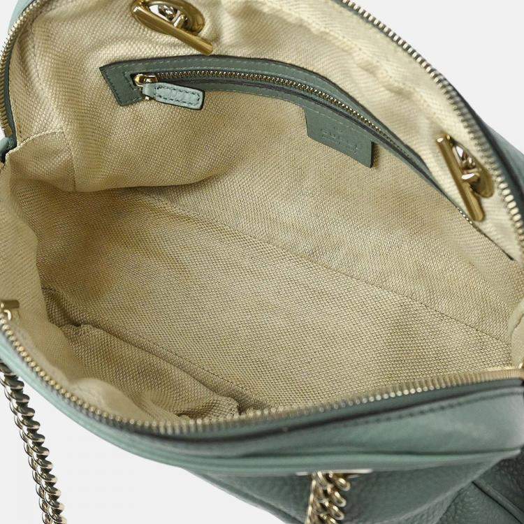 Pre Owned Gucci Soho Light Blue Leather Shoulder Bag