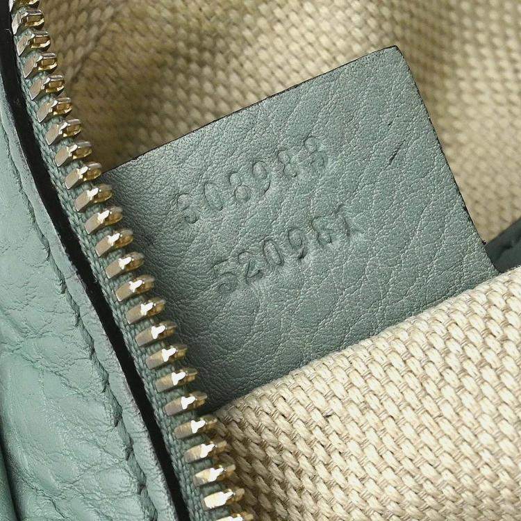 Pre Owned Gucci Soho Light Blue Leather Shoulder Bag