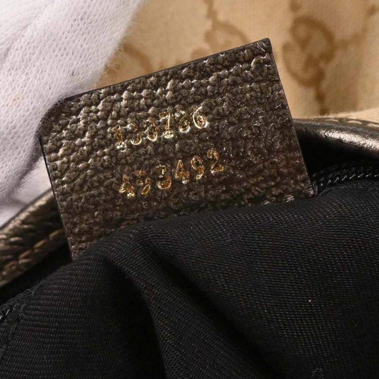 Pre Owned Gucci GG Beige Canvas and Leather Handbag