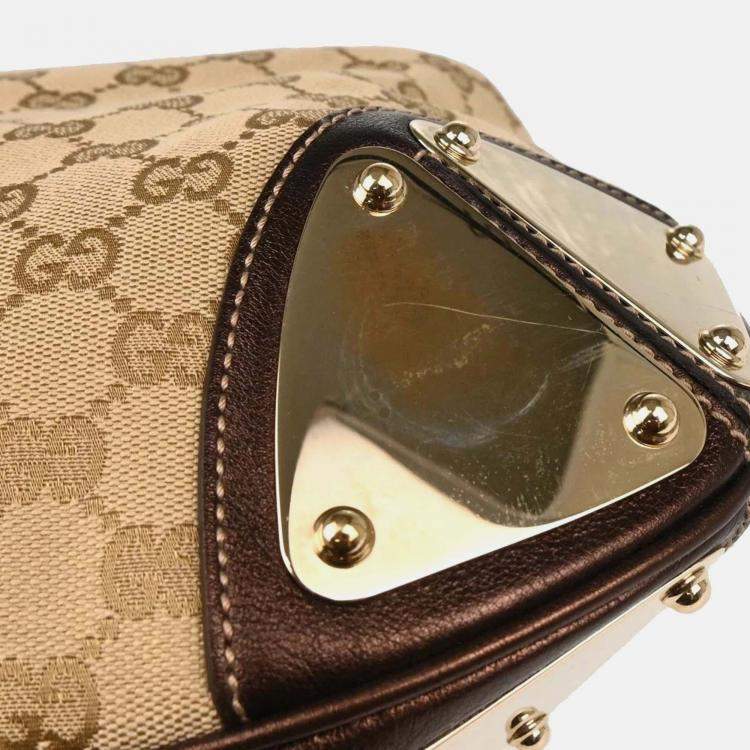 Pre Owned Gucci GG Indy Beige Canvas Top Handle Bag