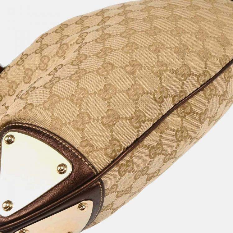 Pre Owned Gucci GG Indy Beige Canvas Top Handle Bag