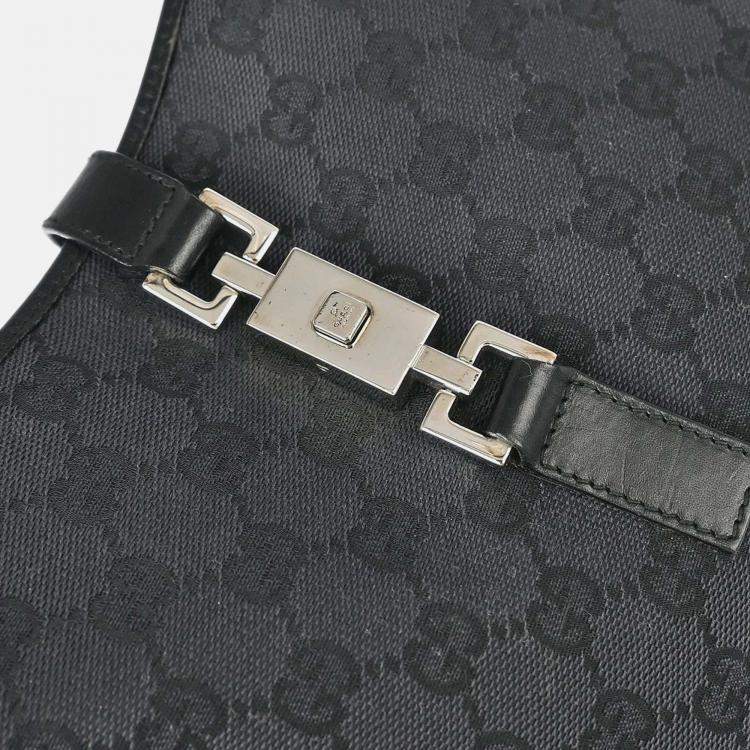 Pre Owned Gucci Jackie GG Black Canvas Hobo Bag