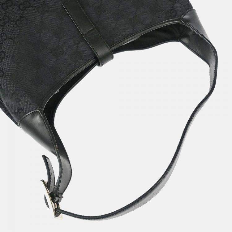 Pre Owned Gucci Jackie GG Black Canvas Hobo Bag