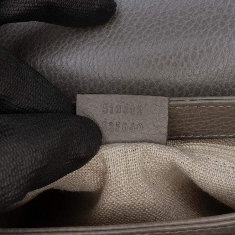 Pre Owned Gucci Grey Small Dollar Calf Interlocking G Top Handle