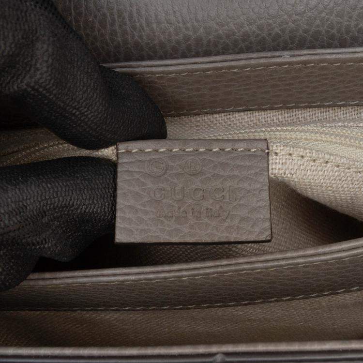 Pre Owned Gucci Grey Small Dollar Calf Interlocking G Top Handle