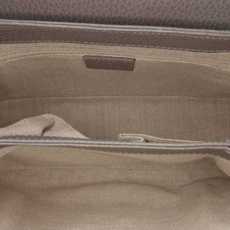Pre Owned Gucci Grey Small Dollar Calf Interlocking G Top Handle