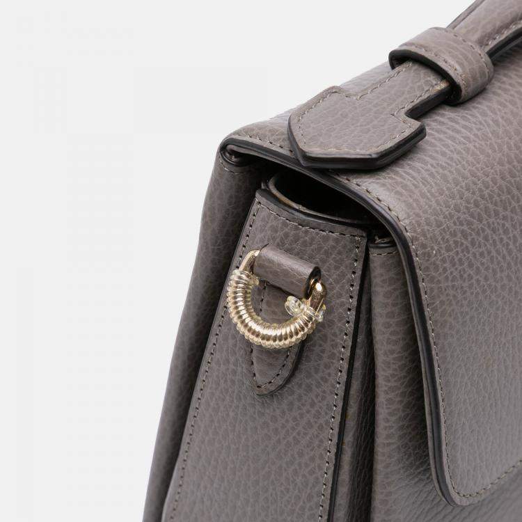 Pre Owned Gucci Grey Small Dollar Calf Interlocking G Top Handle
