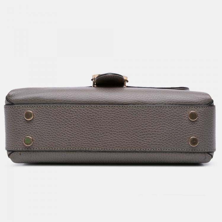 Pre Owned Gucci Grey Small Dollar Calf Interlocking G Top Handle