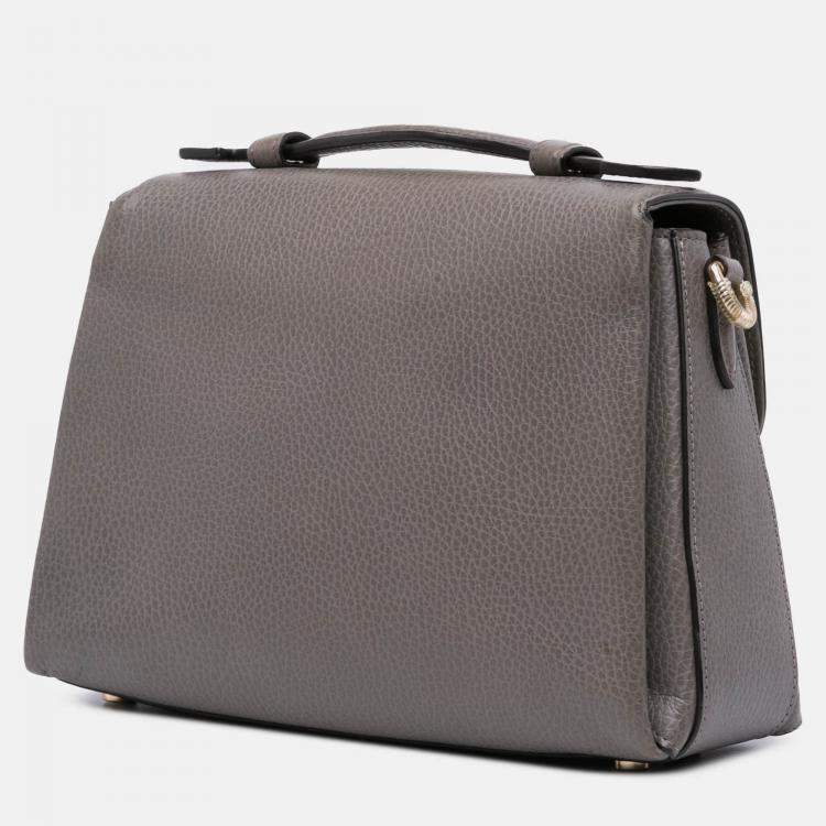 Pre Owned Gucci Grey Small Dollar Calf Interlocking G Top Handle
