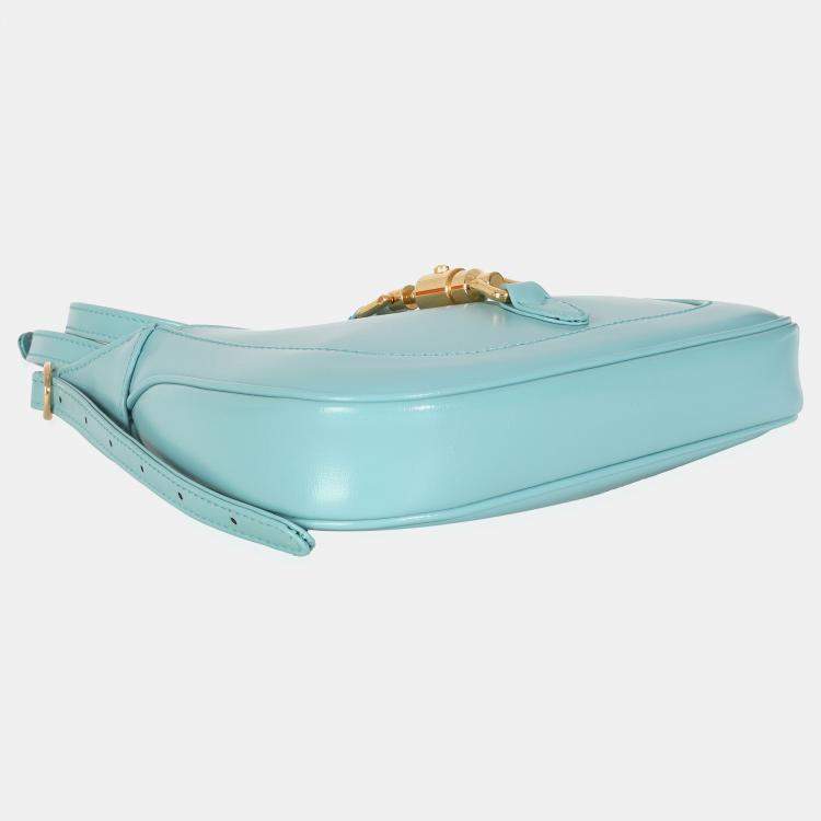Pre Owned Gucci Dusty Azure Boarded Dyana Lux Calfskin Mini Jackie 1961 Hobo