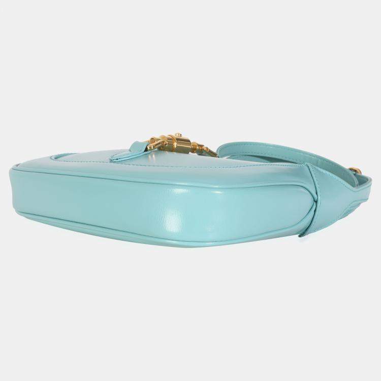 Pre Owned Gucci Dusty Azure Boarded Dyana Lux Calfskin Mini Jackie 1961 Hobo