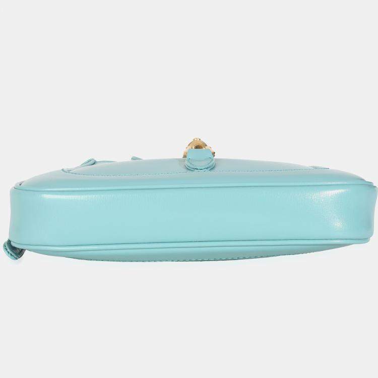 Pre Owned Gucci Dusty Azure Boarded Dyana Lux Calfskin Mini Jackie 1961 Hobo
