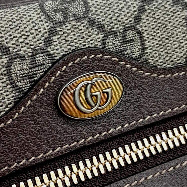 Pre Owned Gucci Ophidia GG Supreme Beige/Brown Coated Canvas Belt Bag