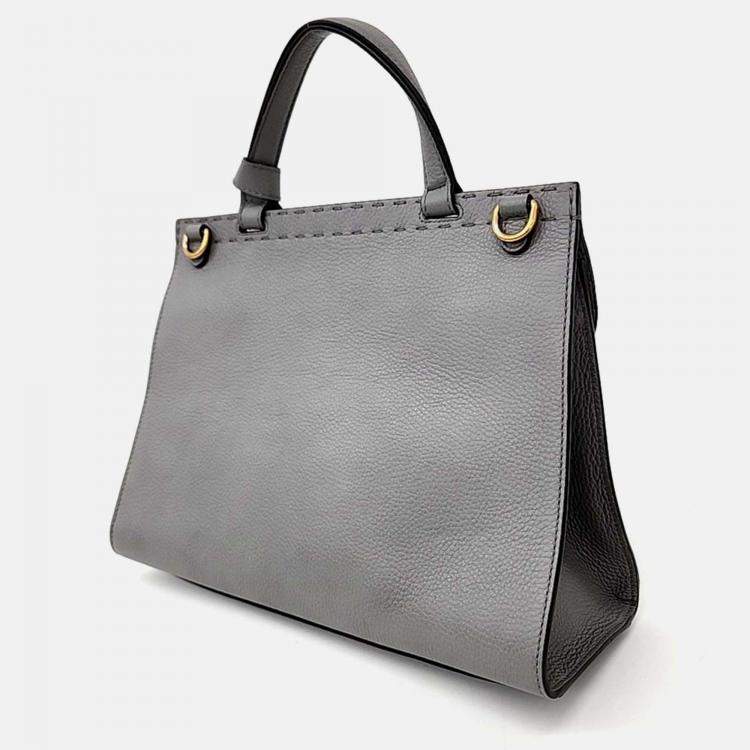Pre Owned Gucci GG Marmont Grey Leather Shoulder Bag