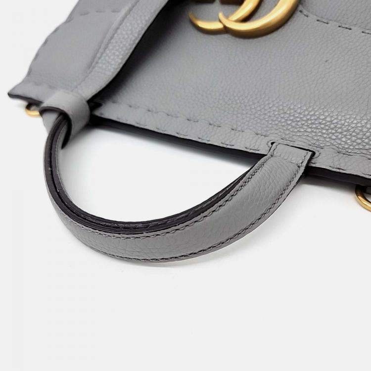 Pre Owned Gucci GG Marmont Grey Leather Shoulder Bag