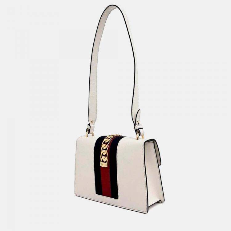 Pre Owned Gucci Sylvie White Leather Bag