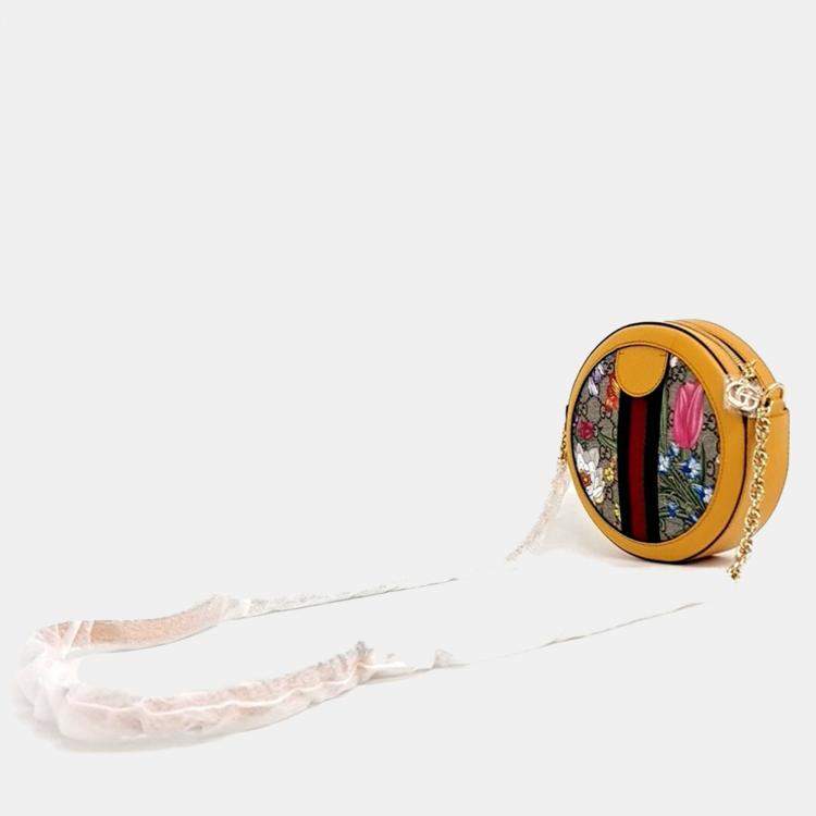 Pre Owned Gucci Multicolor PVC Ophidia Mini GG Round Shoulder Bag