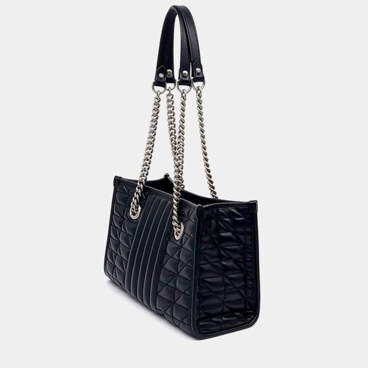 Pre Owned Gucci Black Leather GG Marmont Shoulder Bag