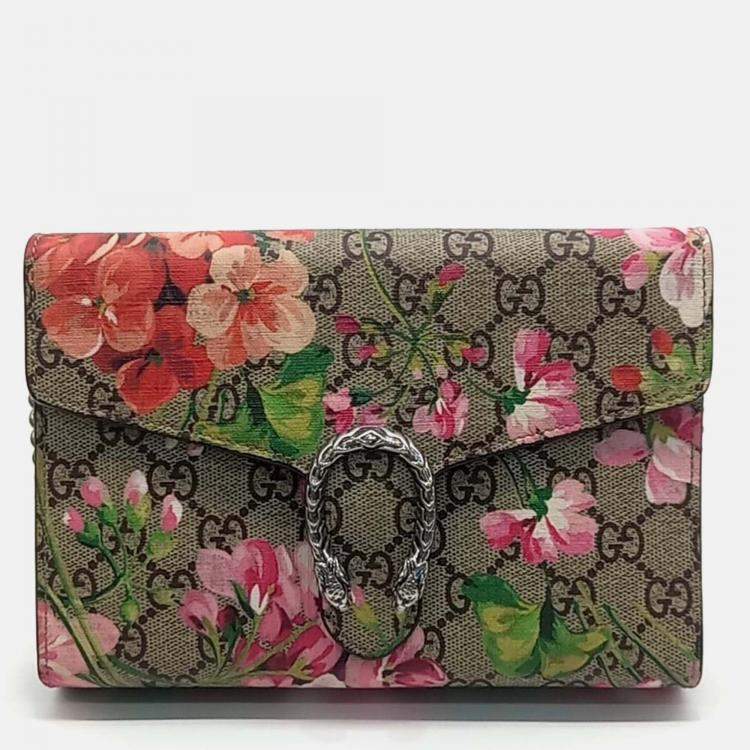 Pre Owned Gucci Beige PVC Bloom Supreme Mini Chain Bag