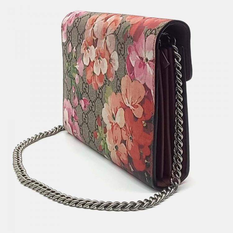 Pre Owned Gucci Beige PVC Bloom Supreme Mini Chain Bag