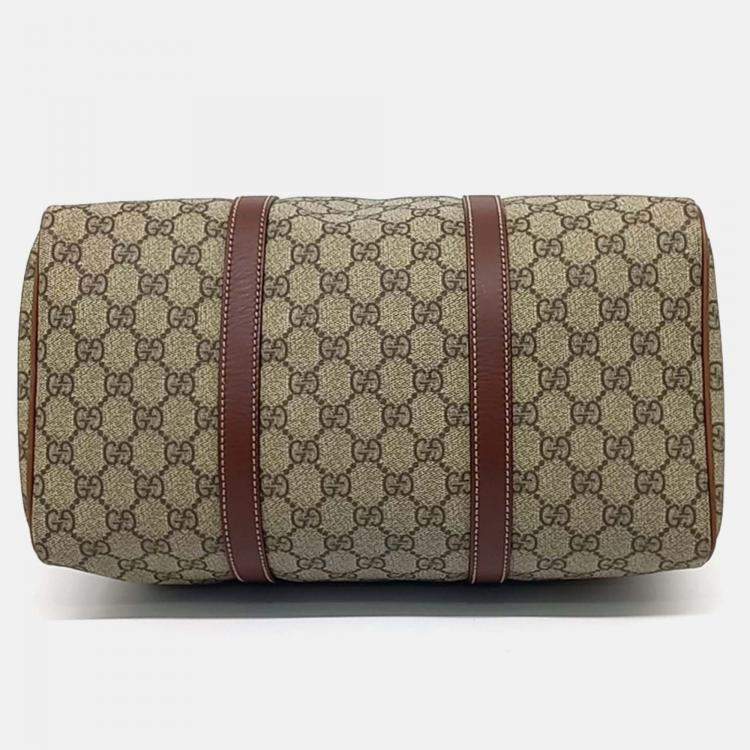 Pre Owned Gucci Beige PVC Boston Bag