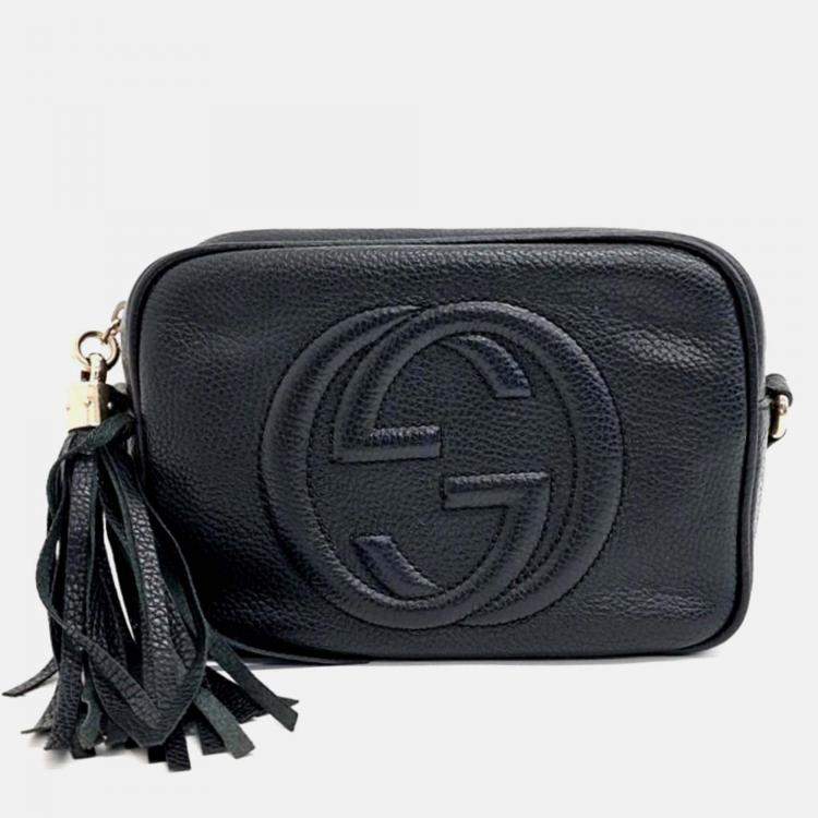 Pre Owned Gucci Black Leather Disco Bag