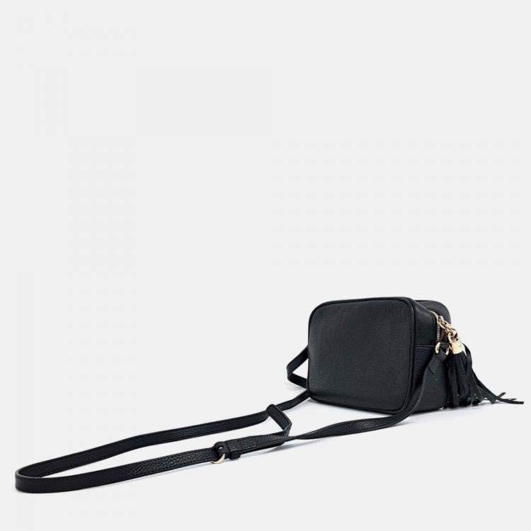 Pre Owned Gucci Black Leather Disco Bag