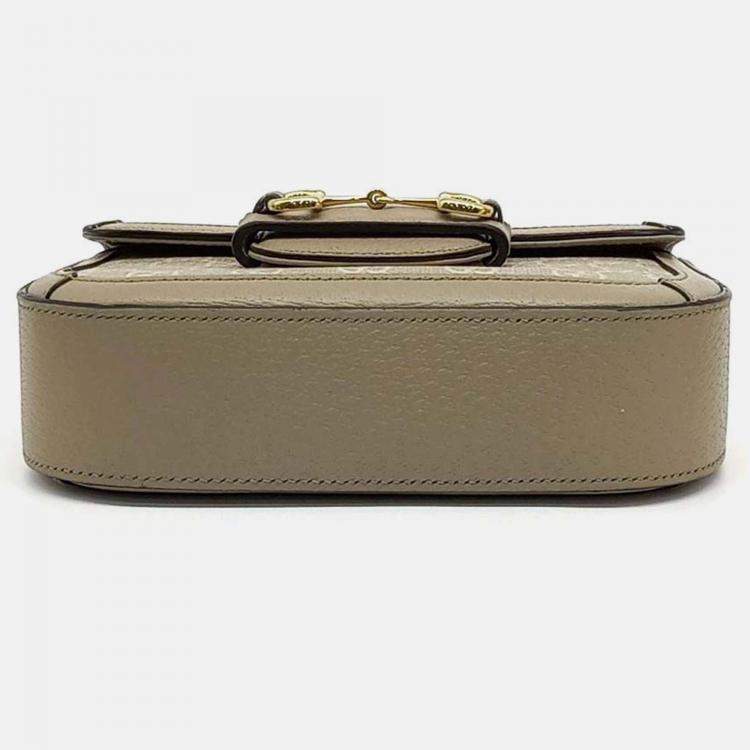 Pre Owned Gucci Beige Canvas and Leather Horsebit 1955 Mini Bag