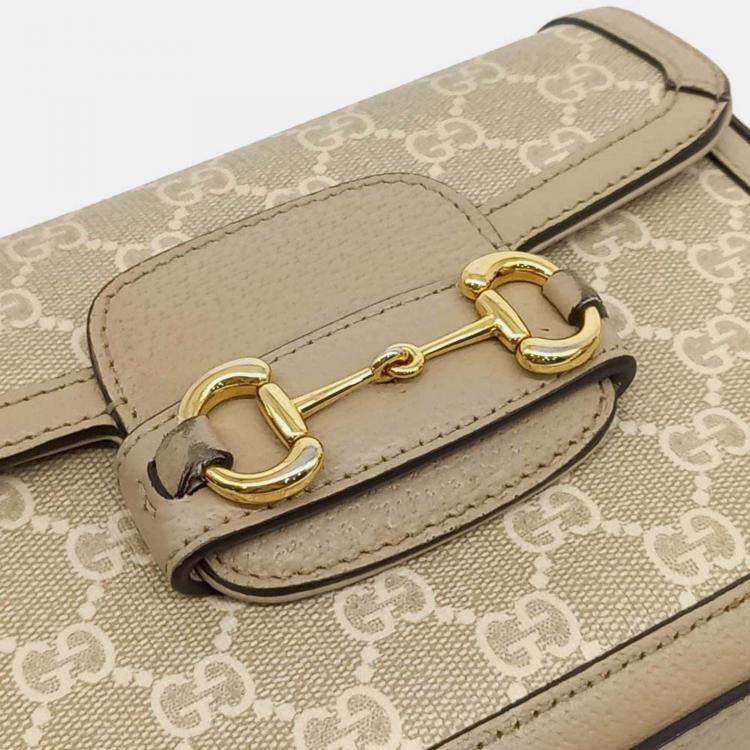 Pre Owned Gucci Beige Canvas and Leather Horsebit 1955 Mini Bag