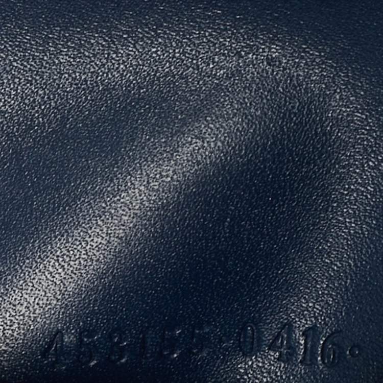 Pre Owned Gucci Navy Blue Guccissima Leather Pushlock Trifold Wallet