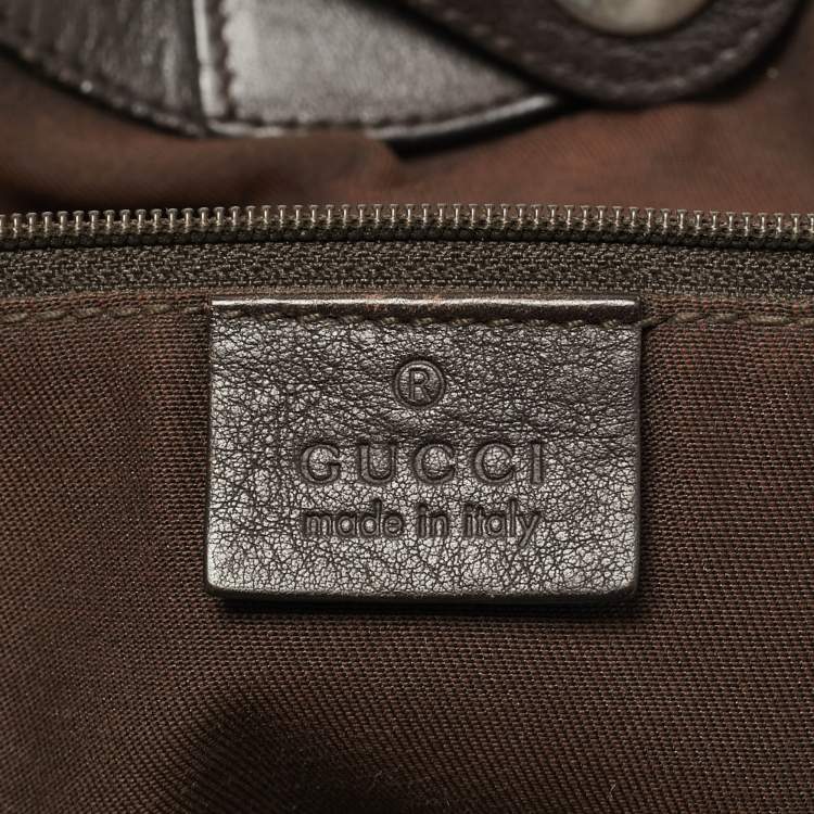 Pre Owned Gucci Brown/Beige GG Canvas and Leather Medium Sukey Tote