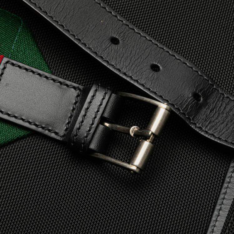Pre Owned Gucci Black Canvas Techno Web Fold Over Backpack