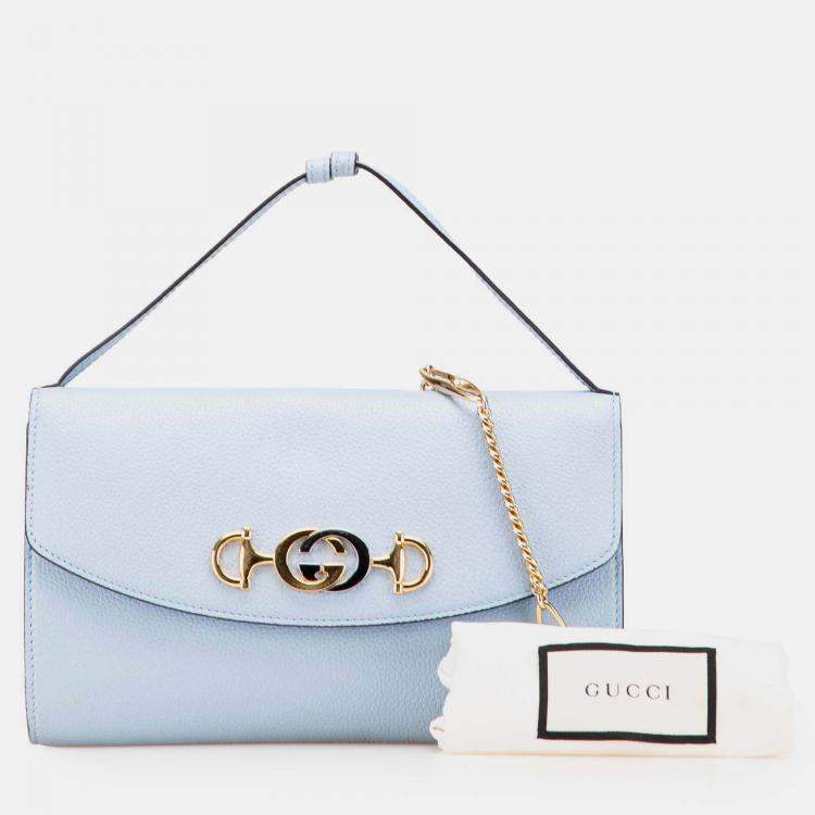 Pre Owned Gucci Blue Small Leather Zumi Satchel