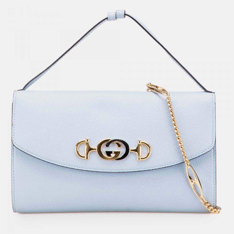 Pre Owned Gucci Blue Small Leather Zumi Satchel